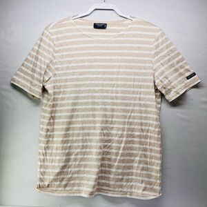 Saint James Beige Striped Short Sleeve Tee